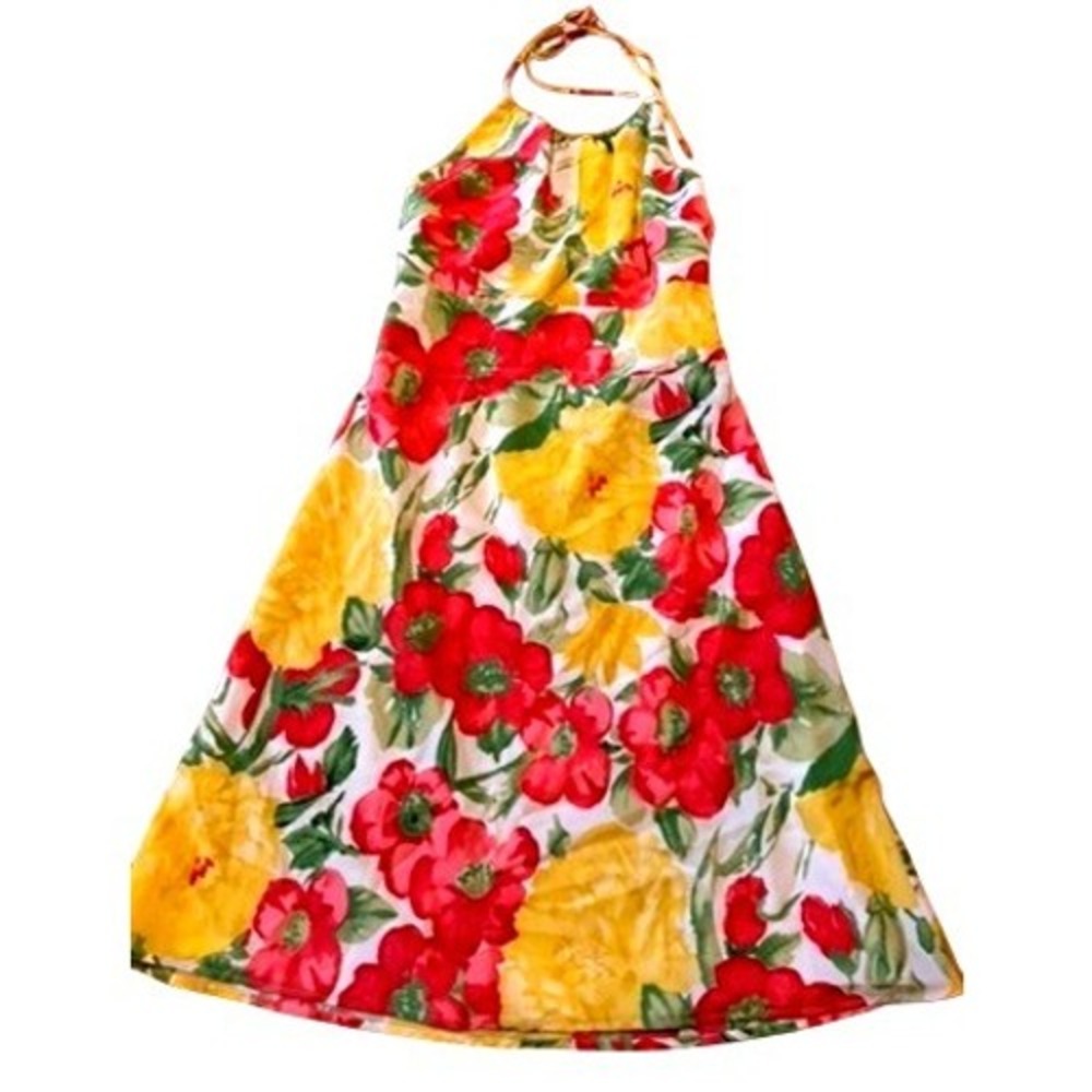 Ann Taylor LOFT Floral Halter Dress Size 4‎ Lined Vibrant Summer Colors